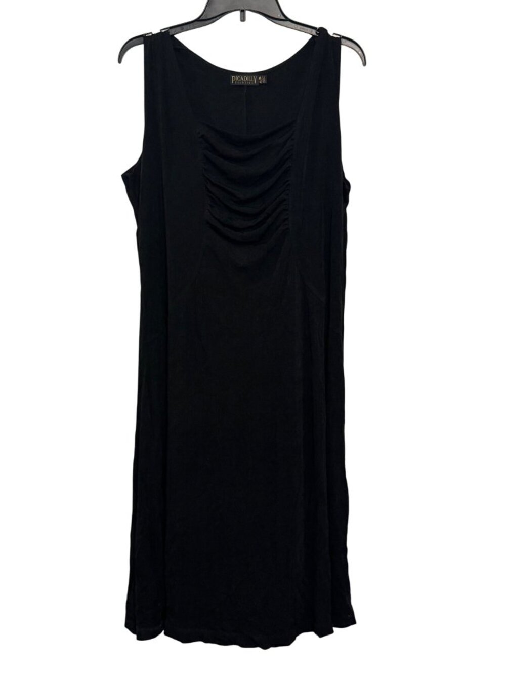 Picadilly Fashions Black Sleeveless Dress XL Ruched Front Made In Canada